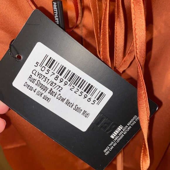 NWT PLT Rust Strappy Back Satin Midi Dress - Picture 3 of 4